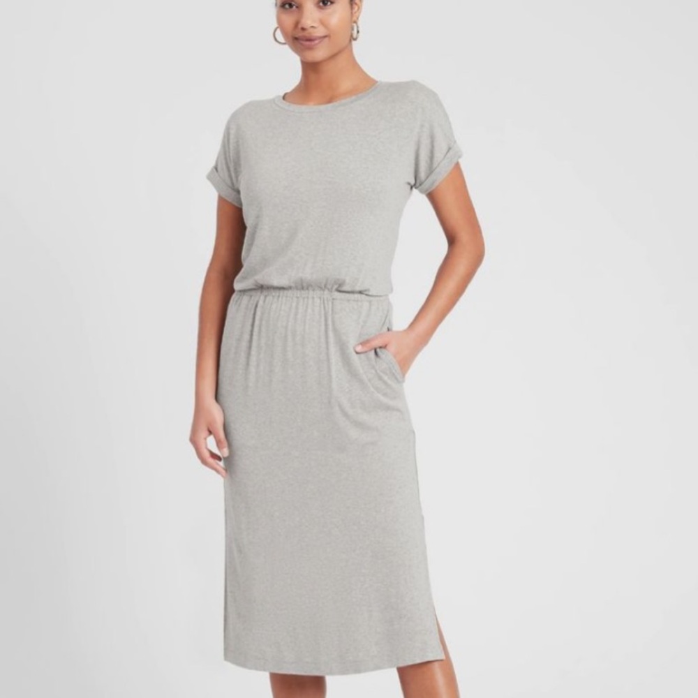 NWOT Banana Republic Factory Midi T-Shirt Dress in Heather Grey Size XXS